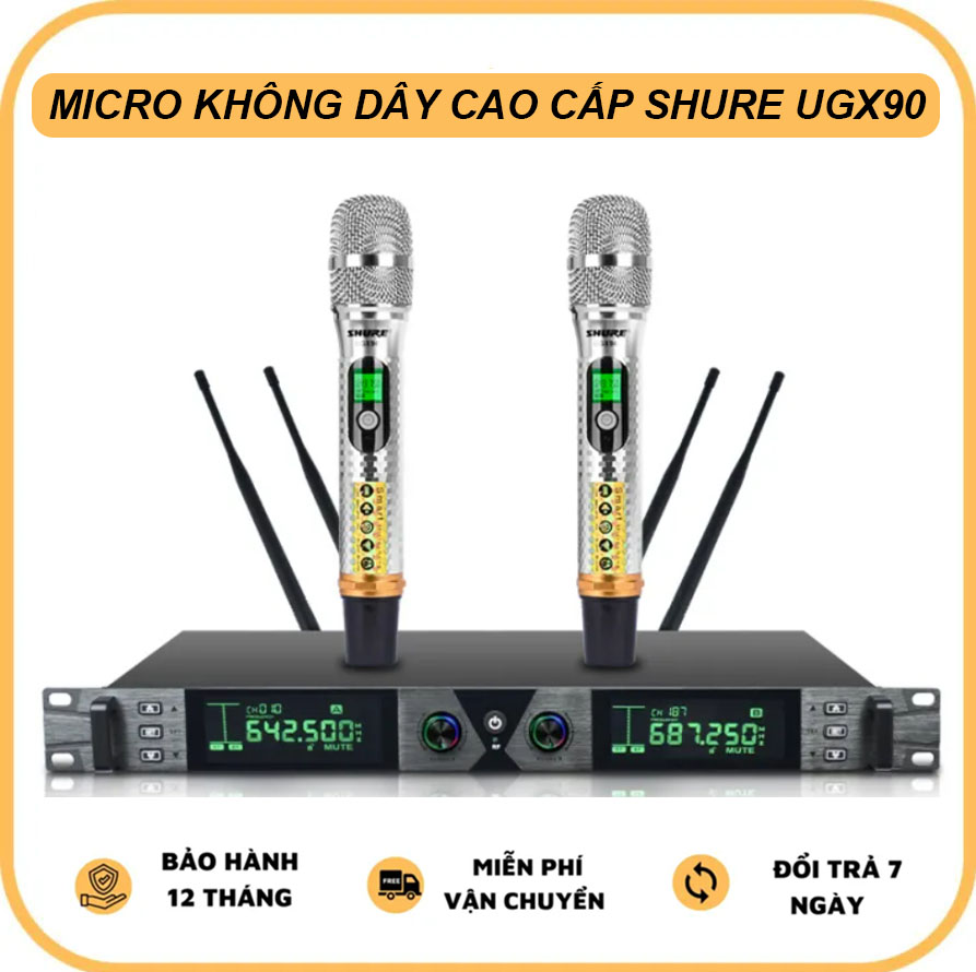 Micro Không Dây Shure UGX90 Plus Hàng Có Chức Năng Tự Ngắt 4 Râu Sóng Cực Khỏe Chống Hú Rít Độ Nhạy Cao Bắt Âm Tốt Micro Karaoke Không Dây Bảo Hành 1 Năm