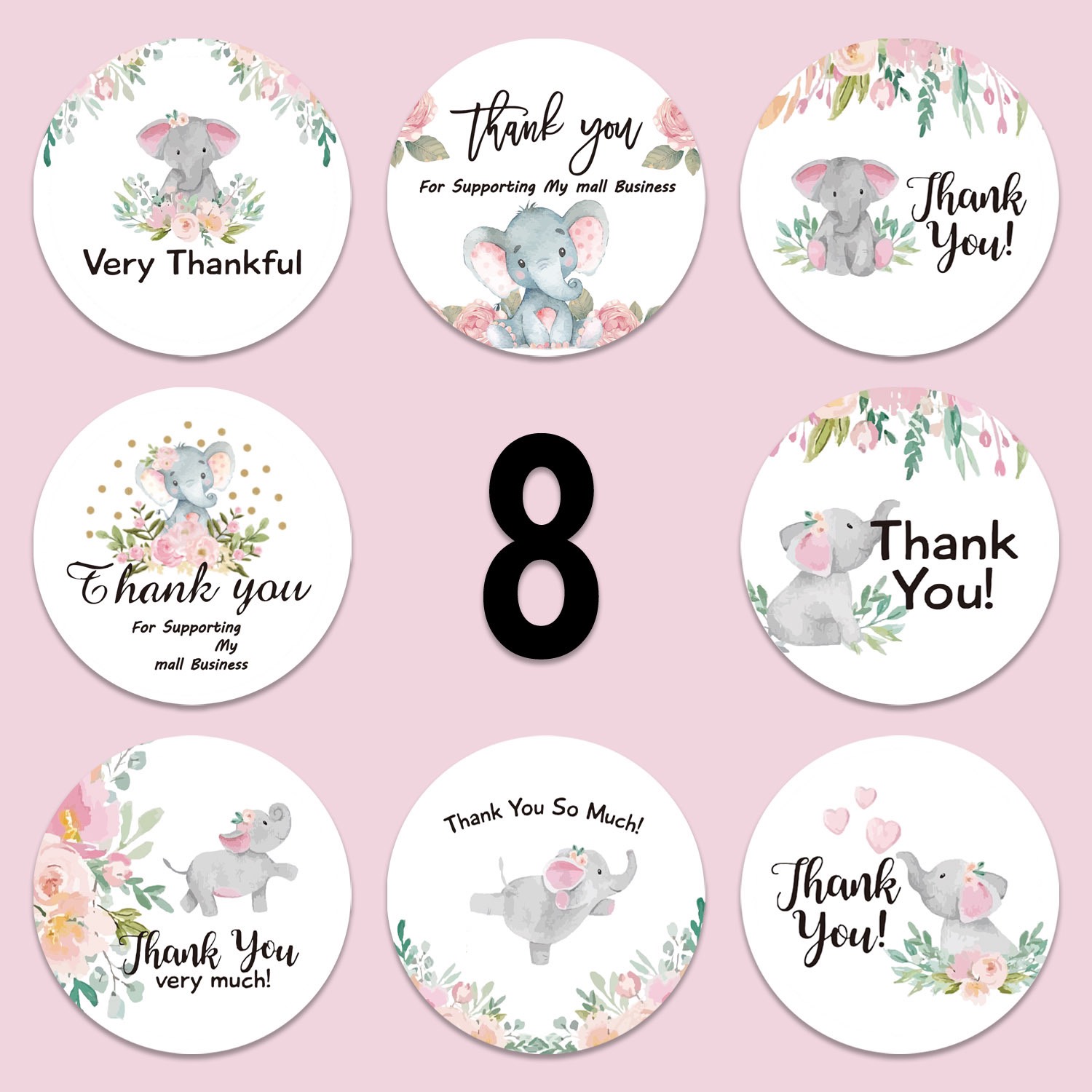 Td14_tem dán chữ " thank you" << size đk 2.5cm _ 3.8cm, 500tem/cuon