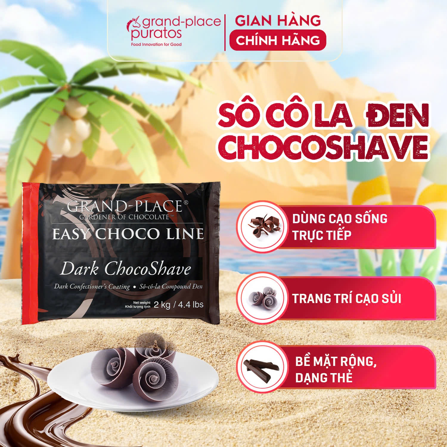 Socola compound chocoshave đen puratos grand-place vn-2kg-gp-4116135