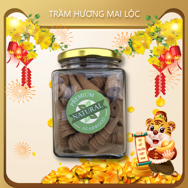Nụ trầm hương Cao Cấp Hộp Vàng khói ngược 40 năm trầm tích - nụ trầm hương tự nhiên