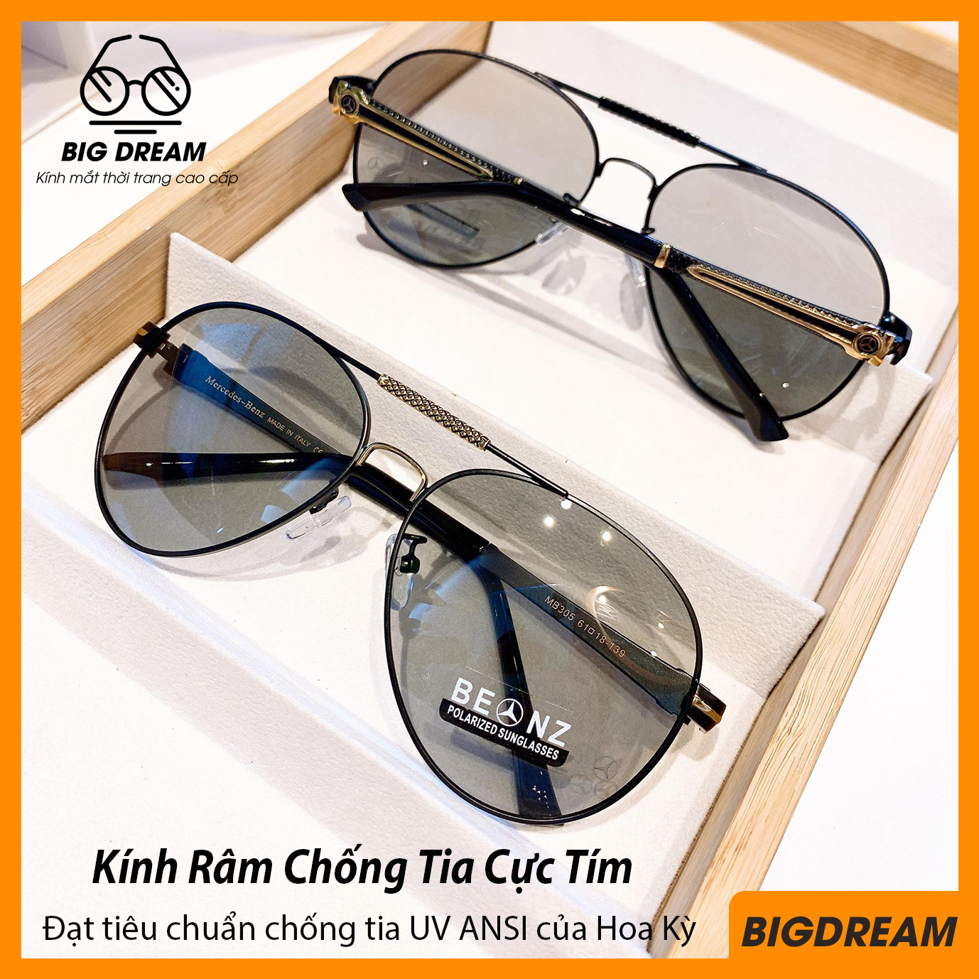 Kính mát nam nữ đổi màu khi ra nắng kiểu dáng sang trọng - Mắt kính nam đổi màu dùng cho ngày và đêm MER305 - Mắt kính chống chói chống  tia UV cao cấp - Tặng kèm hộp da cao cấp + Khăn lau