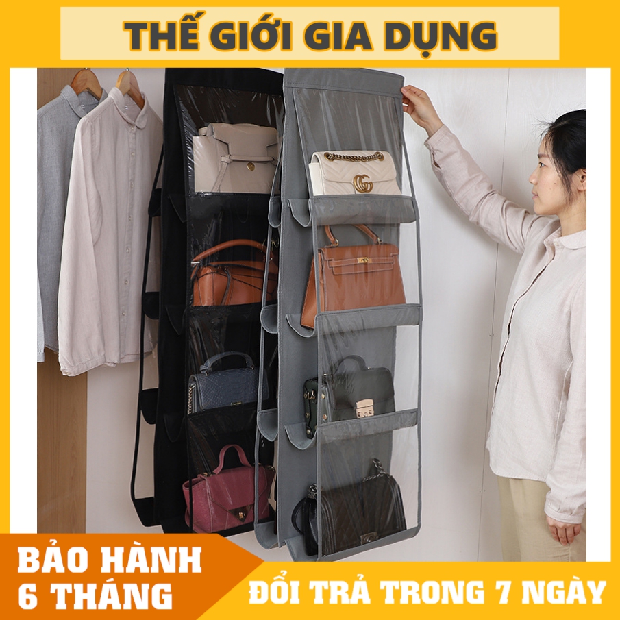 Túi treo giỏ xách 6 ngăn, túi treo bảo vệ túi xách, giá treo túi xách 6 ngăn