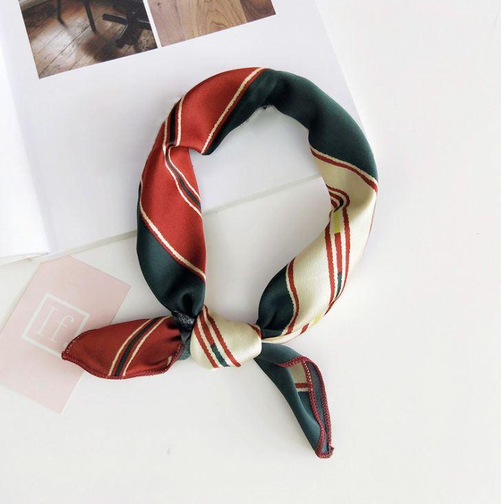 [HCM]KHĂN TURBAN THẮT NƠ VUÔNG KẺ SỌC PHONG CÁCH HÀN QUỐC  - Kích Thước 50x50cm