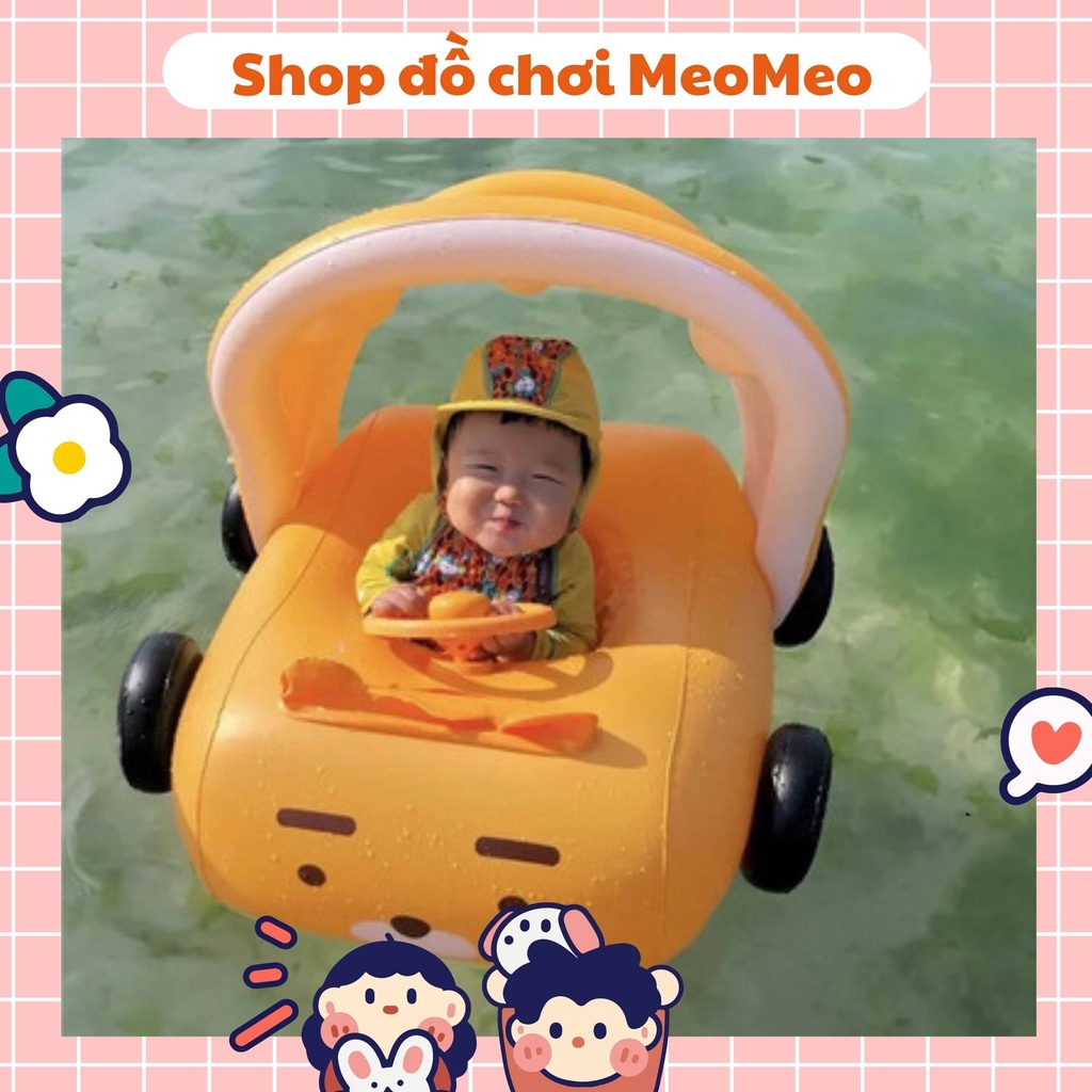 Phao bơi cho bé có mái che, phao bơi chống lật hình ô tô đáng yêu cho bé tập bơi
