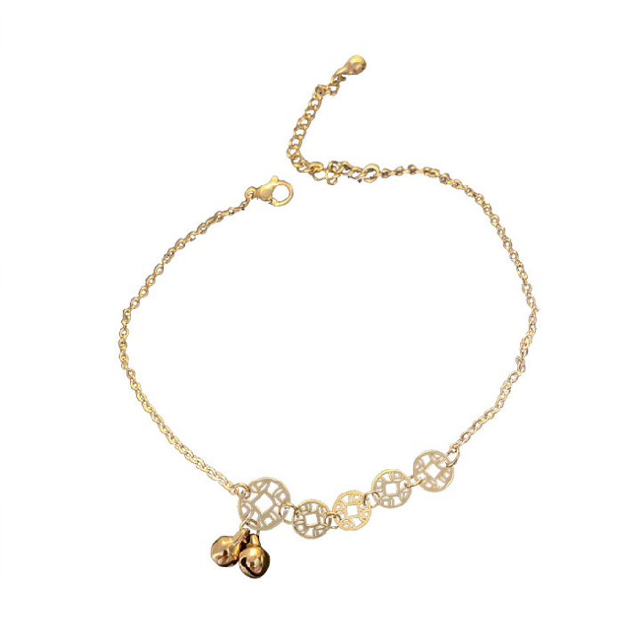 Lắc Chân Kim Tiền Và Chuông Bằng Titan Cho Nữ Giá Rẻ Đẹp - Đảm Bảo Không Đen, Không Rỉ Sét Vĩnh Viễn