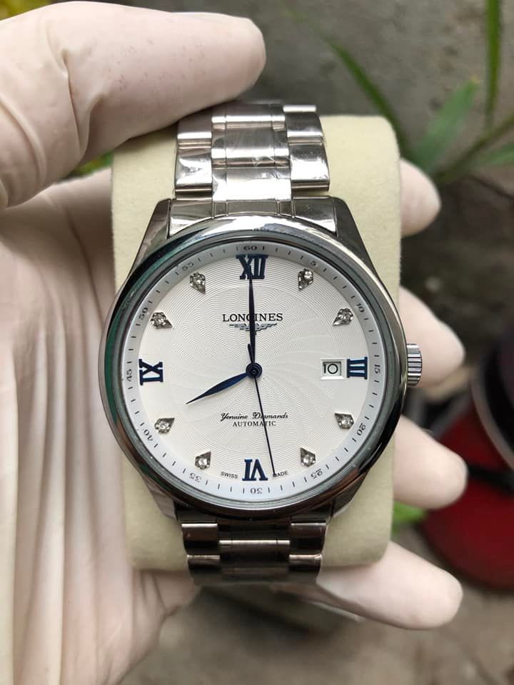 Đồng hồ nam l.0.n.g.i.ne.s - size 40mm - mặt đính đá - máy cơ automatic - lịch ngày - thép không gỉ - khóa đôi inox.