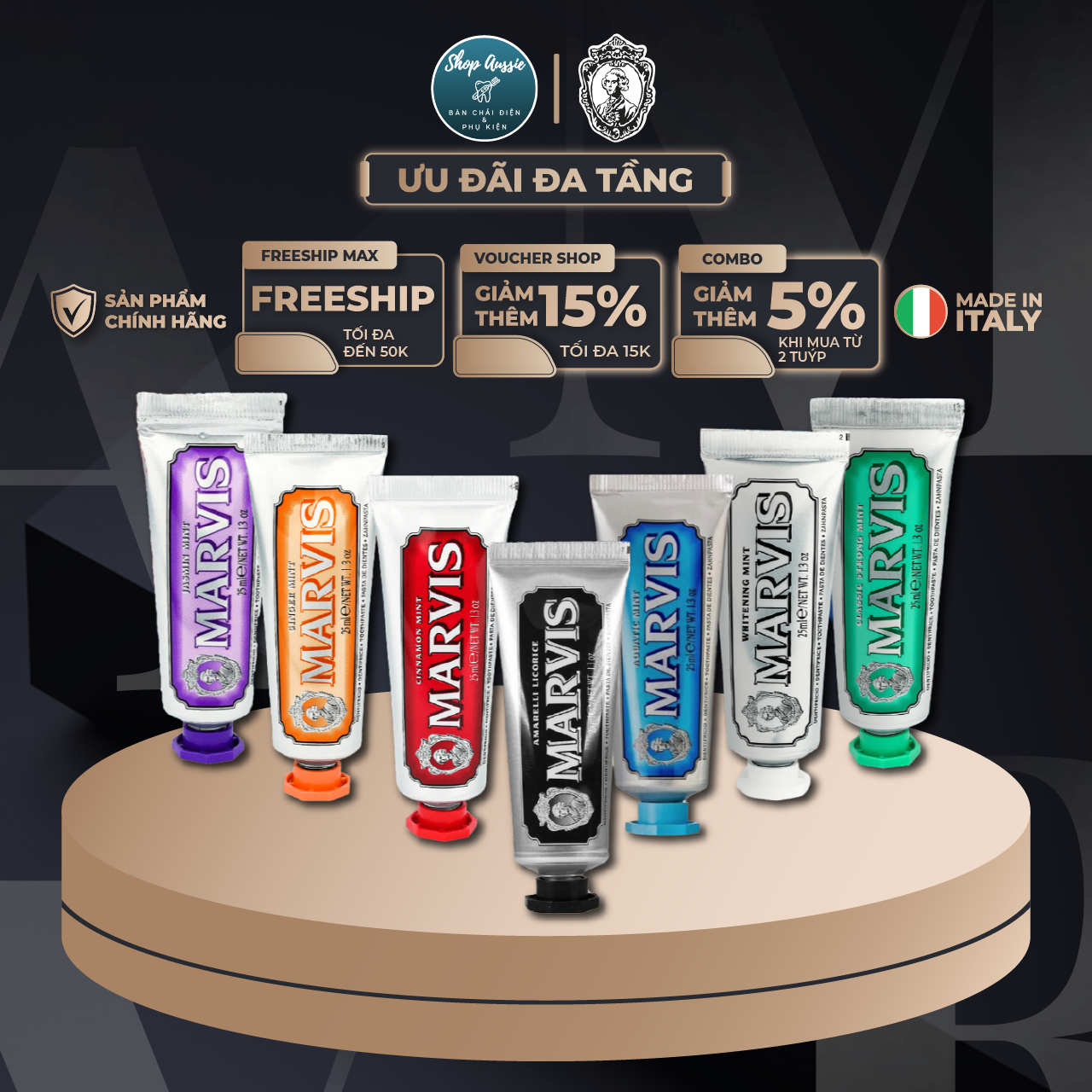 Kem Đánh Răng Ý Marvis Mini Classic 25ML - 9 Hương Vị Cổ Điển, Loại Bỏ Mảng Bám, Sạch Răng Thơm Miệng Trắng Răng, Nhỏ Gọn Phù Hợp Để Đi Du Lịch