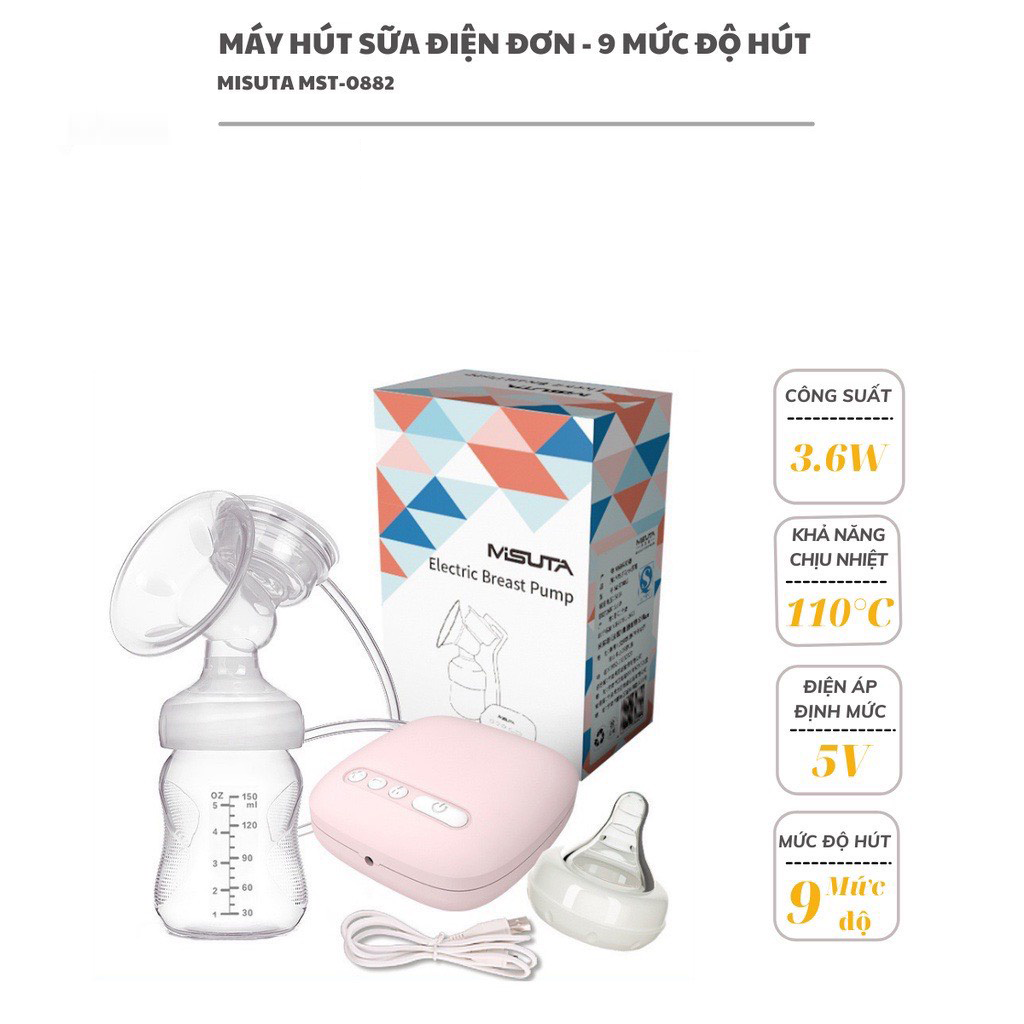 Máy hút sữa điện đơn MISUTA cao cấp chất lượng ổn định cho mẹ bỉm sữa