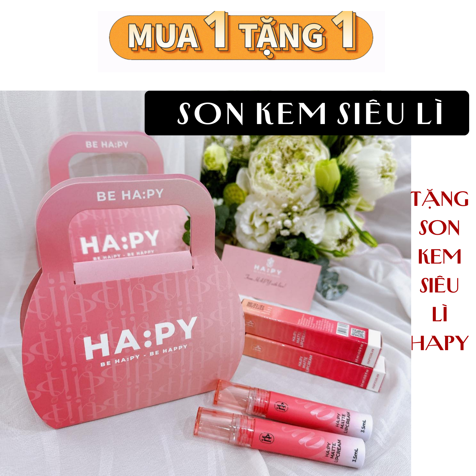 Son kem lì Happy chính hãng MiniGarden son siêu lì kháng nước cao cấp lâu trôi không lém dính khẩu trang không chì không gây khô môi  LALASTORE DN
