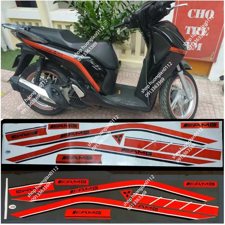 Tem chỉ AMG dán xe máy Honda SH phản quang giá 1 bộ