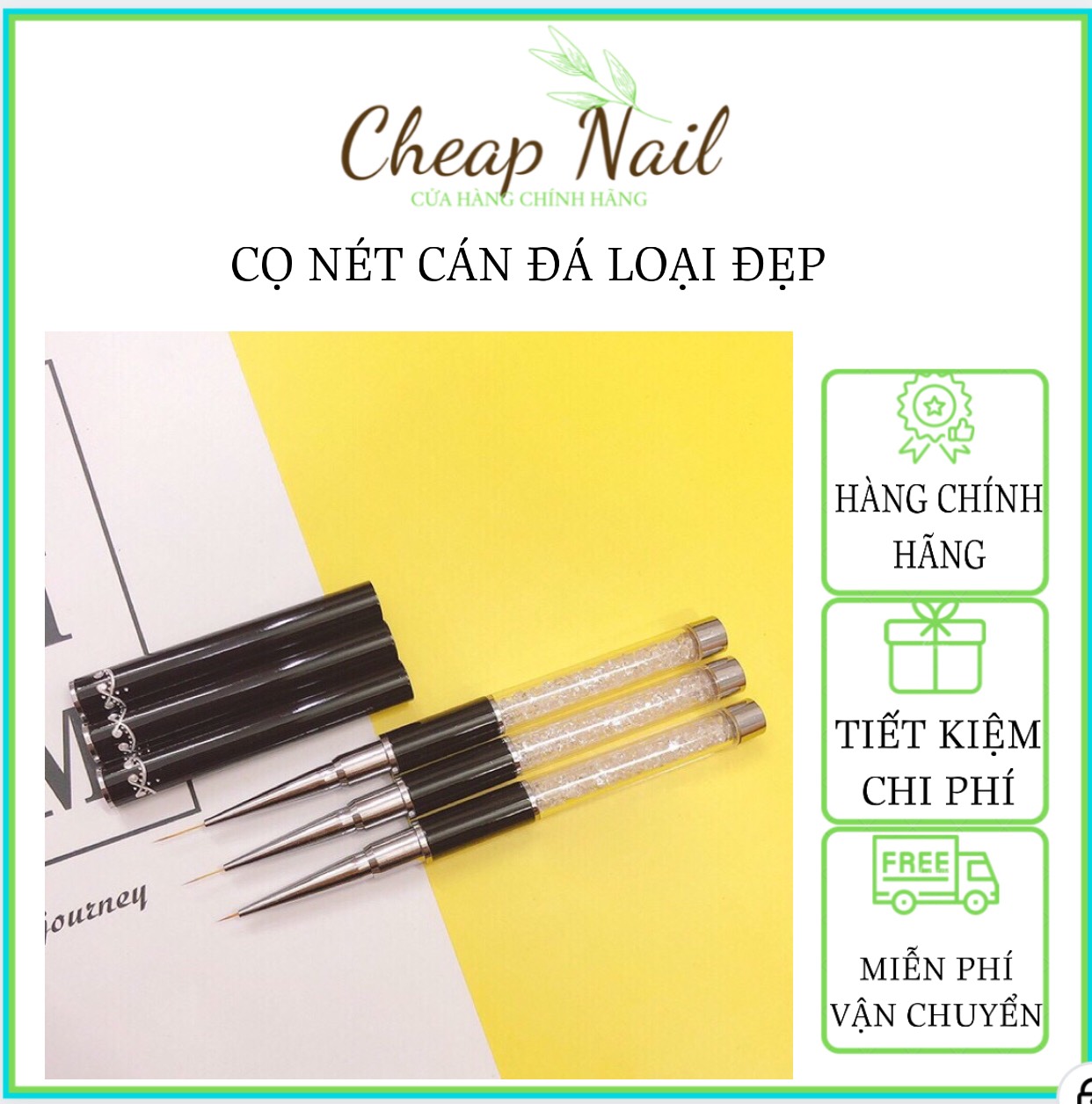 Cọ nét cán đá 3 size 6mm 9mm 12mm- cheap nail