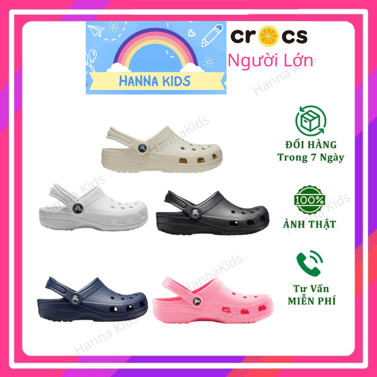   TẶNG 12 STICKER  - Dép sục Cross Classic Unisex cho nam nữ người lớn Cros nhiều màu HannaKids giày xục Croc Clog Kid quai ngang xuất khẩu tặng Sticker - Thế Giới Cross 