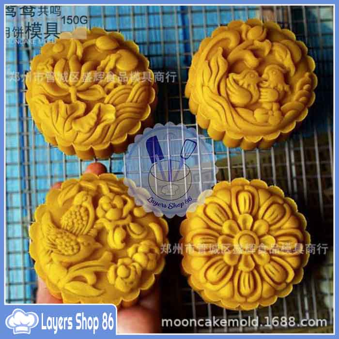 KHUÔN BÁNH TRUNG THU MẪU MỚI NHẤT NĂM 2020 MS147 LOẠI 4 MẶT KÈM KHUÔN LÒ XO NHẤN HÀNG LOẠI 1 MẪU 150G, 200G