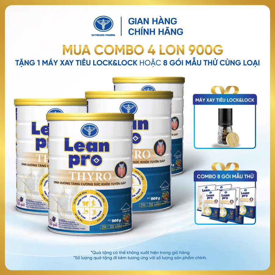 Combo 04 lon Leanpro Thyro 900g - Dinh dưỡng chuyên biệt sau phẫu thuật tuyến giáp
