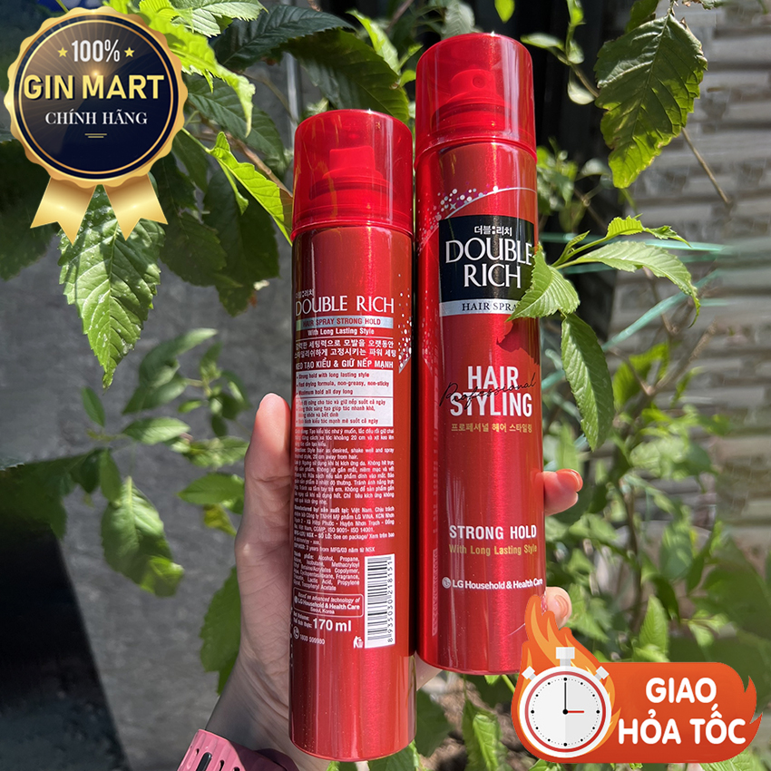  Gel Giữ Nếp Tóc Double Rich Dạng Xịt Giữ Tóc Cố Định Hair Spray Strong Hold 170ml 