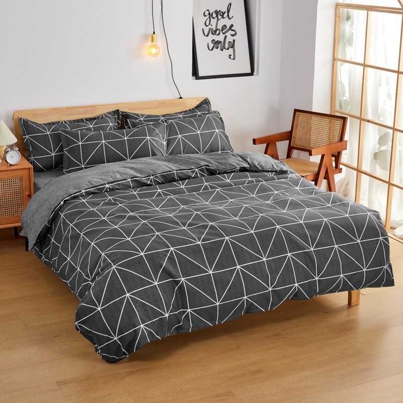 Bộ Chăn Ga Gối Kẻ Bàn Cờ Xám Cotton Poly Bộ Sản Phẩm Chăn Ga Gối Nệm Nhiều Kích Thước Dùng 4 Mùa Gồm 1 Ga, 1 Vỏ Chăn, 02 Vỏ gối