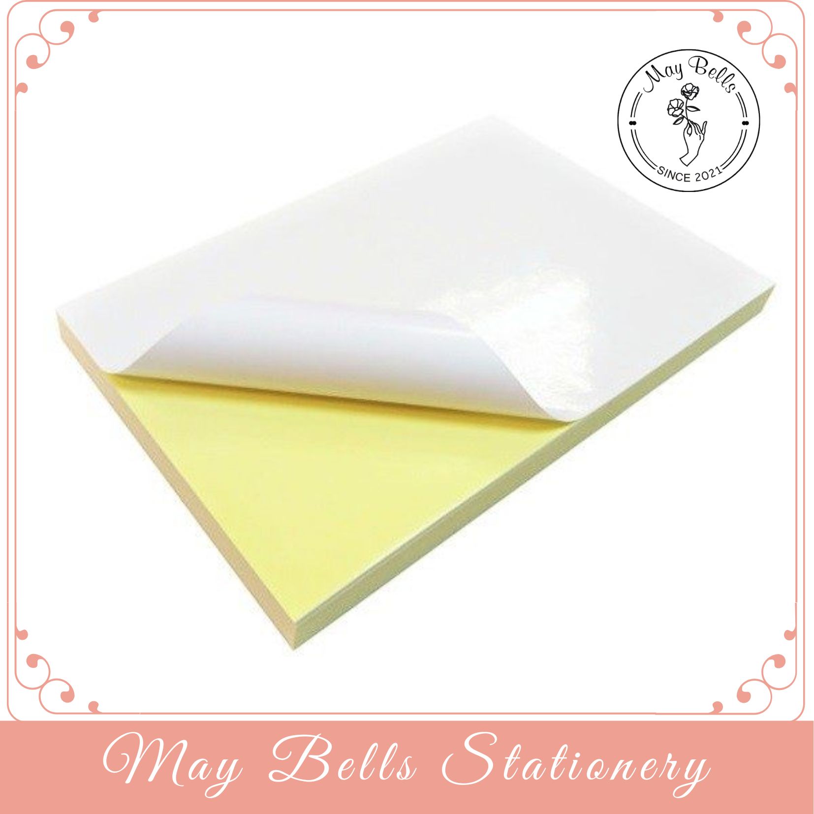 Combo 100 Tờ Giấy Decal Đế Vàng Giấy Láng A4 In Tem Nhãn Logo, Decal Lột Dán Được In Bằng Máy In Lazer