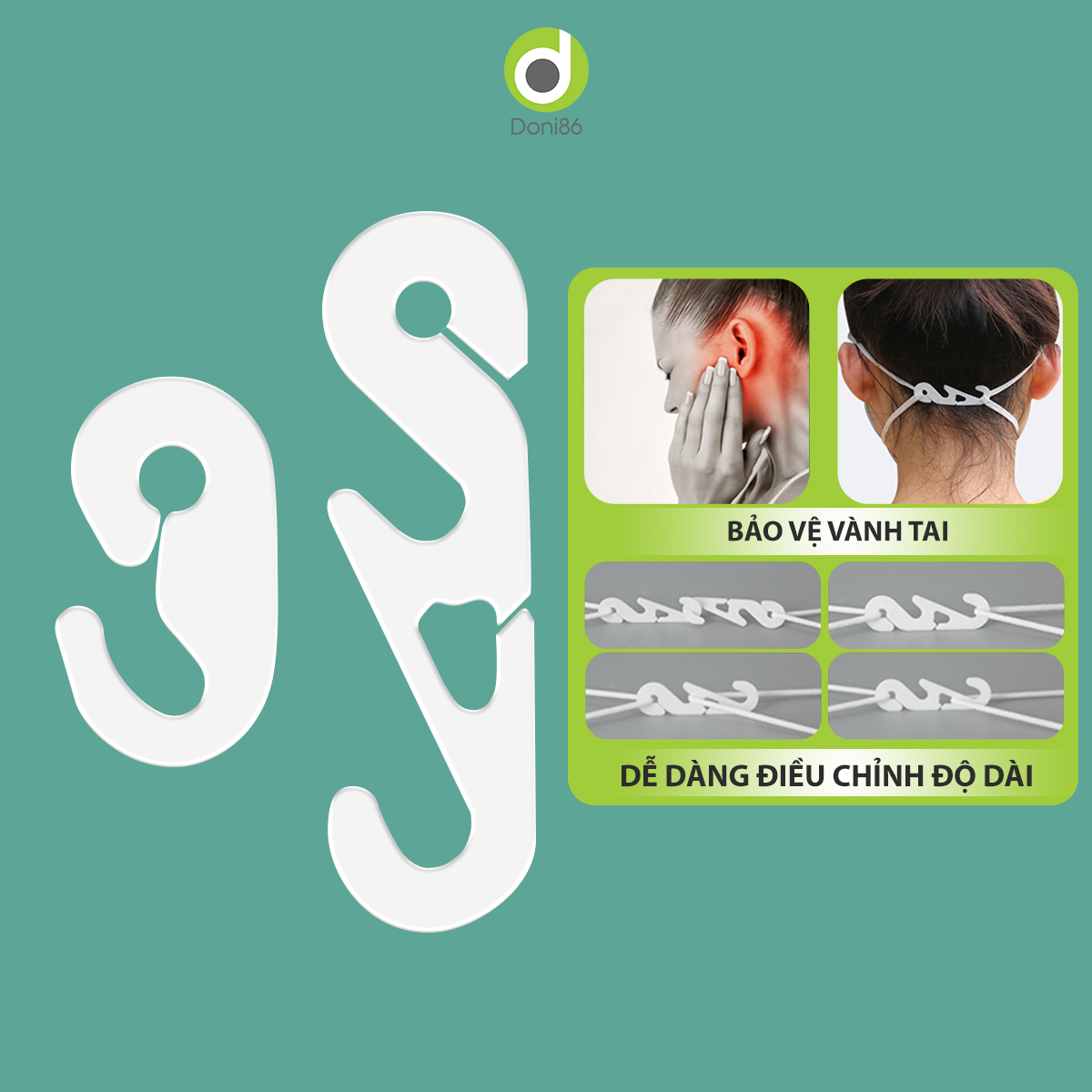 Móc cài đeo khẩu trang chống đau tai kiểu cong dấu ngã tiện lợi khi sử dụng_Doni86_DOPK197