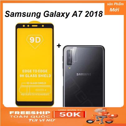 Samsung a7 2018 kính cường lực 9d full màn full keo & cường lực camera