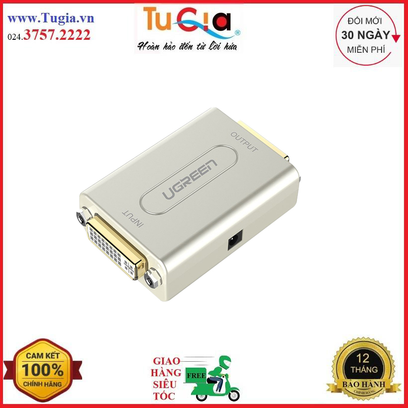 Bộ lặp và nối dài dvi 1080p độ phân giải cao, vỏ hợp kim, mạ vàng ugreen 40266 -hàng chính hãng