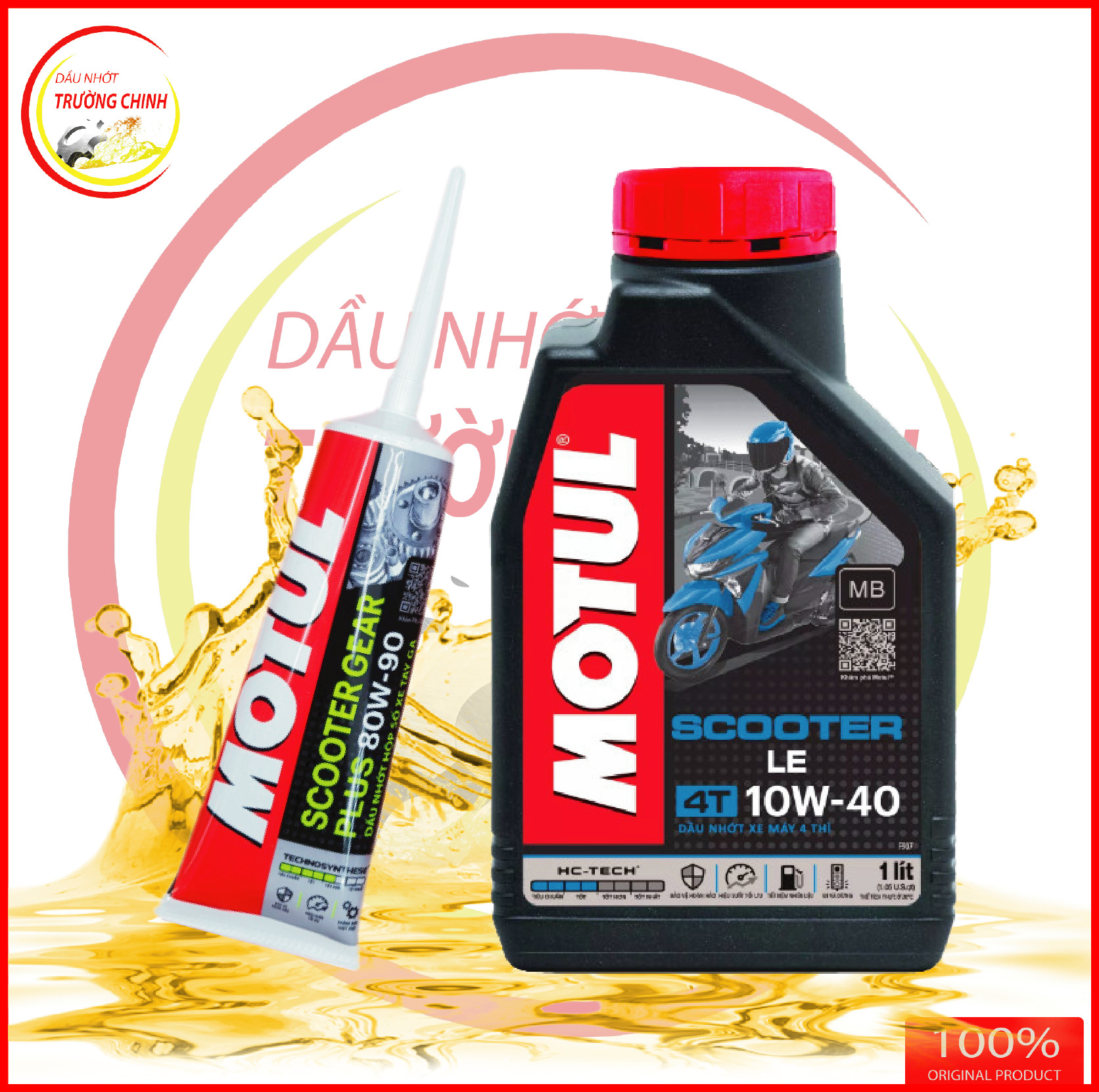 Compo nhớt motul scooter le 10w40 + hộp số motul 120ml