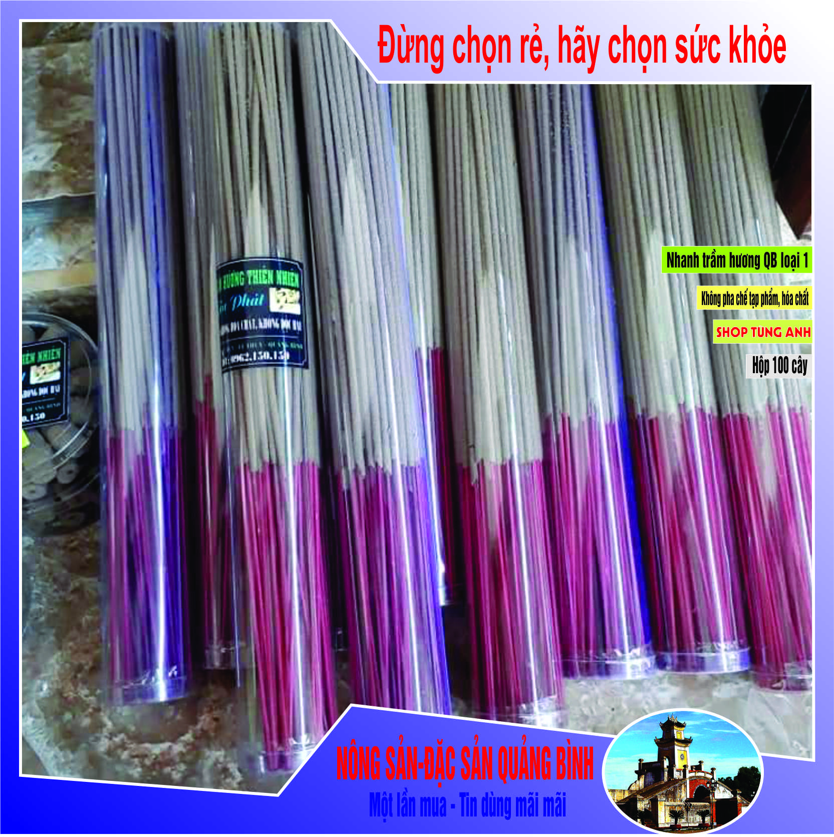 SALE Nhang Trầm Hương 100% Thiên Nhiên, Nhanh Xanh Sạch Hộp 100 cây