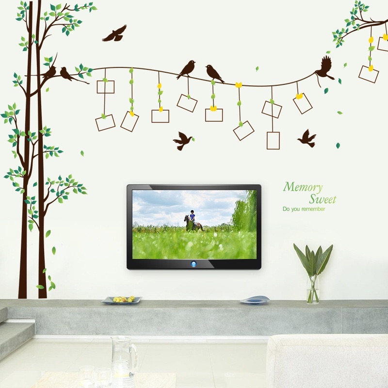 Decal tranh dán tường cây treo khung ảnh mẫu mới loại to