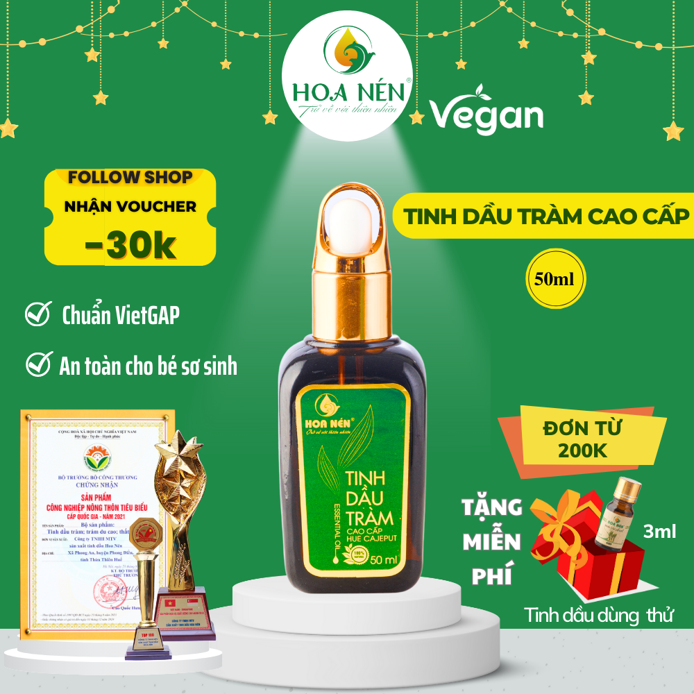 Chính hãng- tinh dầu tràm huế cao cấp 50ml - hoa nén - chuẩn vietgap - giúp giữ ấm cho bé yêu.