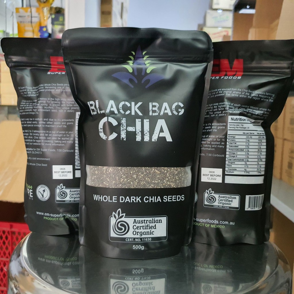 Combo 2 Gói 500Gr  Hạt Chia hữu cơ Black Bag Chia Seeds Úc , Bổ sung dinh dưỡng cho mọi lứa tuổi