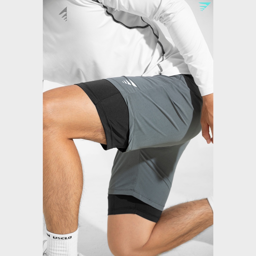Quần short tập gym nam 7DOLPHINS 2 lớp thể thao nam có lớp lót legging hỗ trợ đạp xe chạy bộ phong cách mạnh mẽ