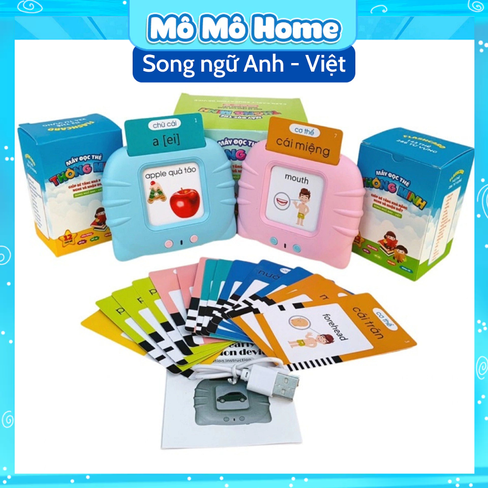 Máy đọc thẻ Tiếng Anh cho bé có thẻ đọc 224 Từ Vựng song  ngữ Anh - Việt