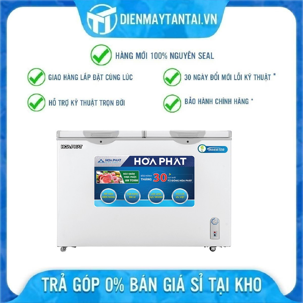 Tủ đông Hòa Phát 245Lit Inverter 2 ngăn 2 cánh HCFI 606S2Đ2 Công suất điện