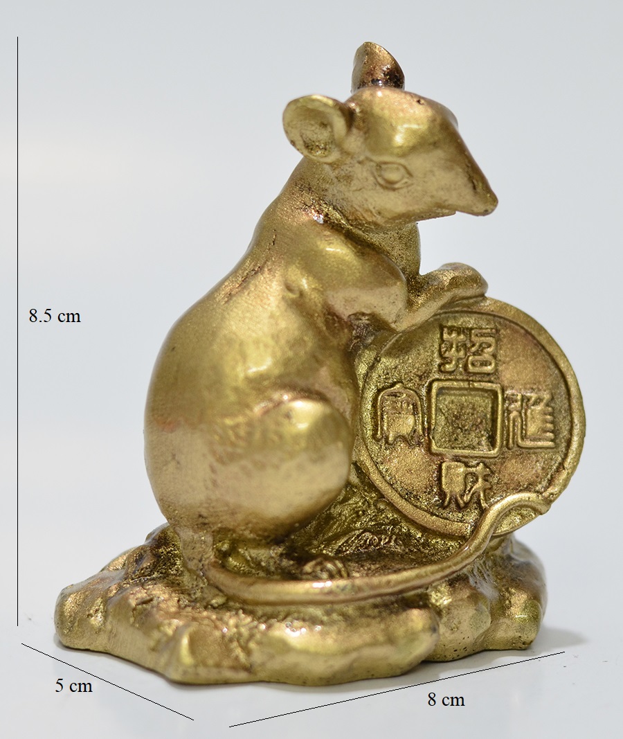 [HCM]Tượng đá trang trí chuột nhỏ mạ đồng