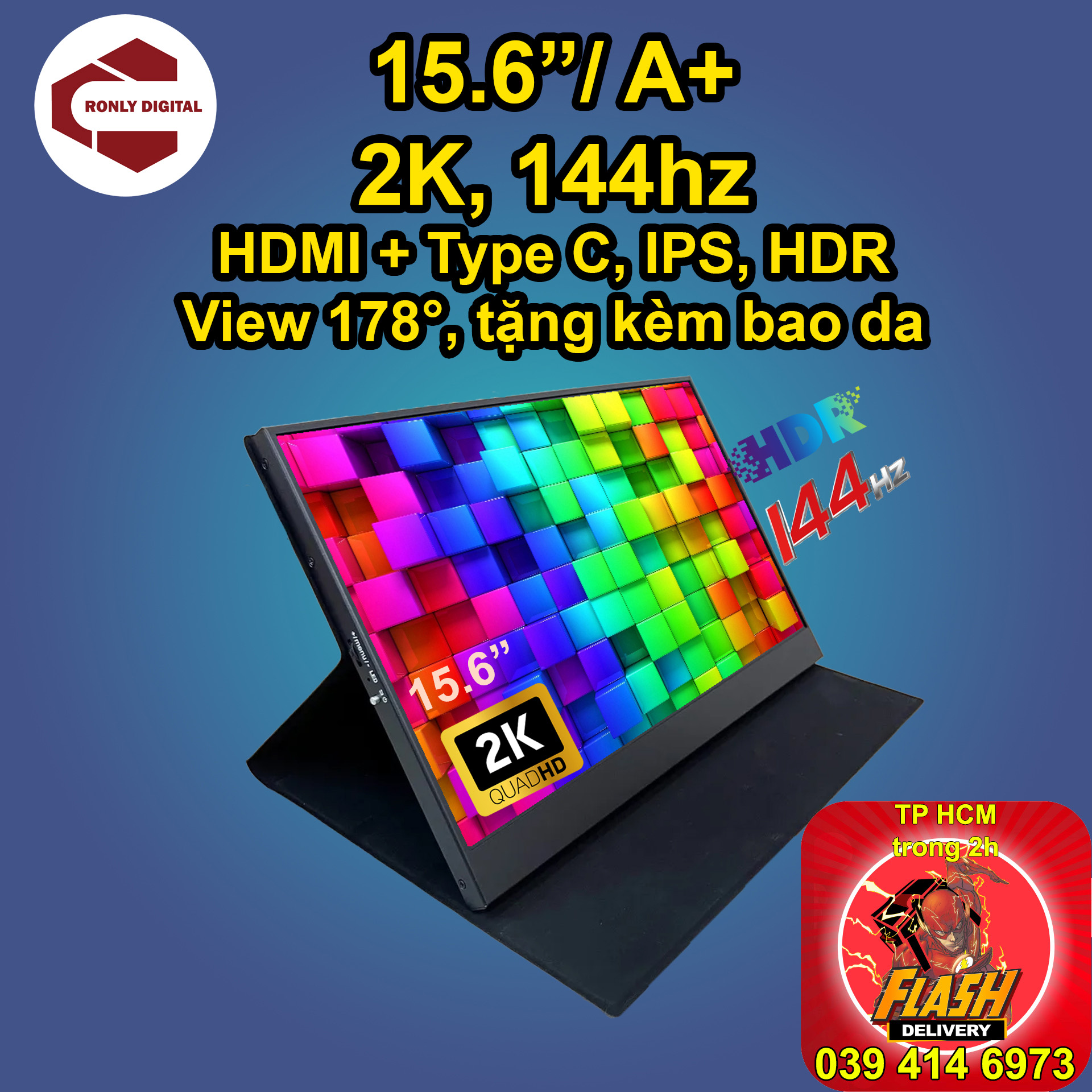 Màn hình di động 15.6 inch 2K 144Hz QHD kết nối HDMI Type C HDR mới 100 man hinh di dong 15 inch màn hình mở rộng 15.6 inch màn hình di động 156 inch màn hình di động 15.6inch 2k 144Hz man hinh mo rong