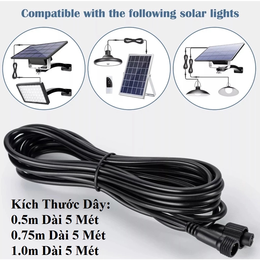 Dây Điện Nối Tấm Pin Năng Lượng Mặt Trời - Dài 5m - Jack Chống Nước Cứng Cáp
