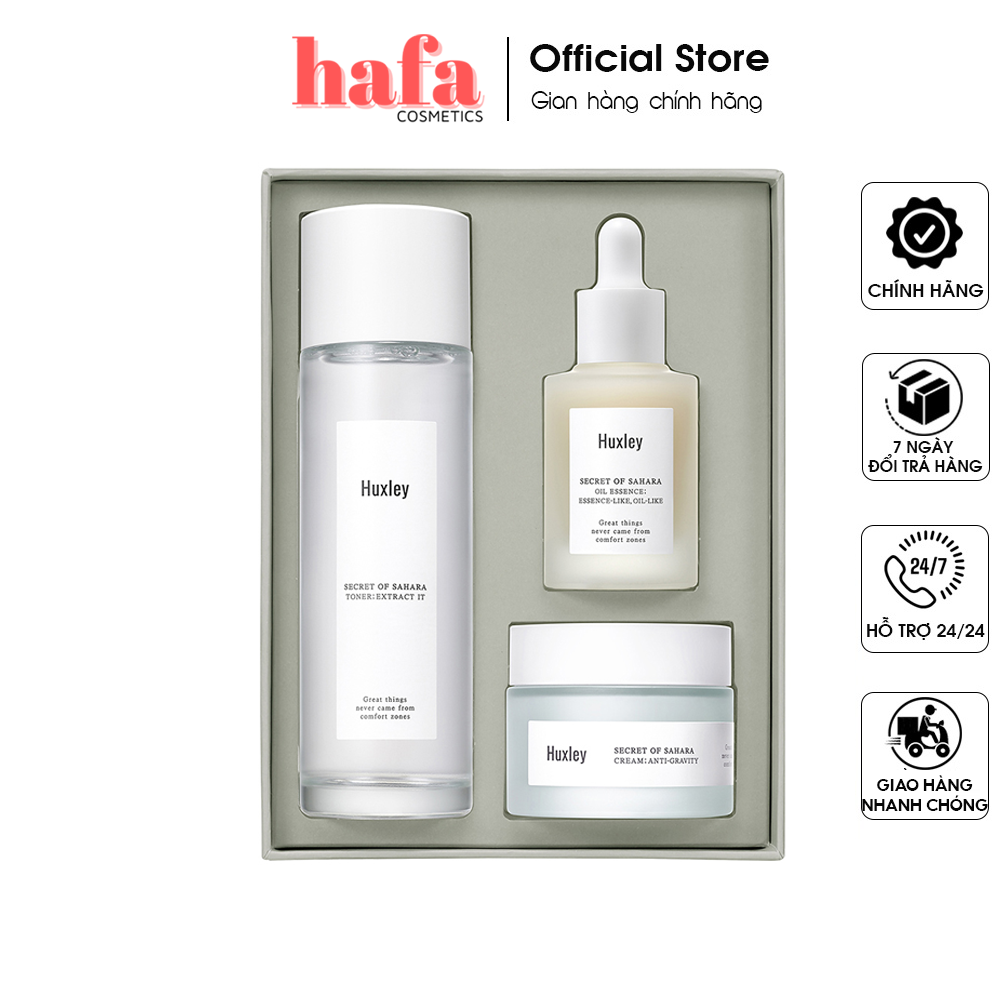[XẢ HÀNG] Set Dưỡng Phục Hồi Da, Chống Lão Hoá Huxley Antioxidant Trio (Toner Extract It + Oil Essence Essence Like Oil Like + Cream Anti-Gravity) _ Huxley Chính Hãng