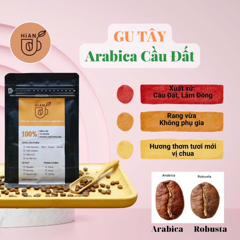 Giá sốc 500g cà phê arabica cầu đất rang xay mộc, chuẩn vị, thơm ngọt ngào