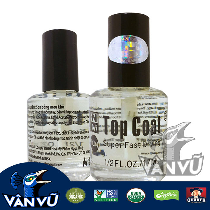 Sơn bóng trong suốt, bảo vệ màu sơn móng tay topcoat tc04, 17ml, nhanh khô