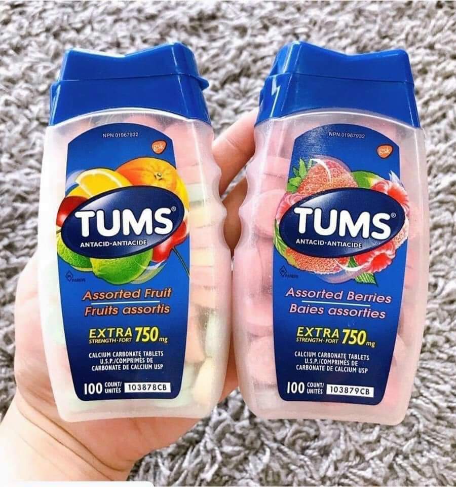 Tums Antacid Extra Strength 750mg / Kẹo ngậm 100 viên