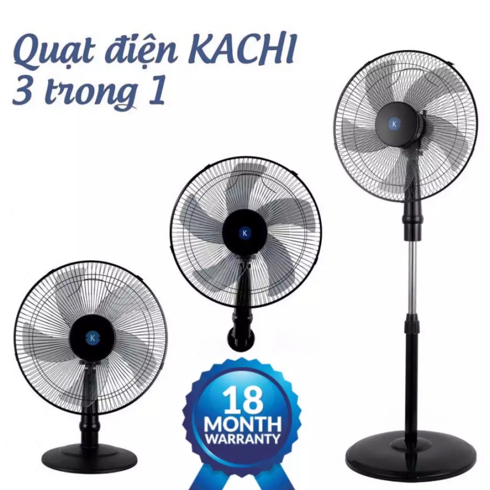 Quạt điện đa năng Kachi MK145 45W - thiết kế đứng treo tường quạt bàn