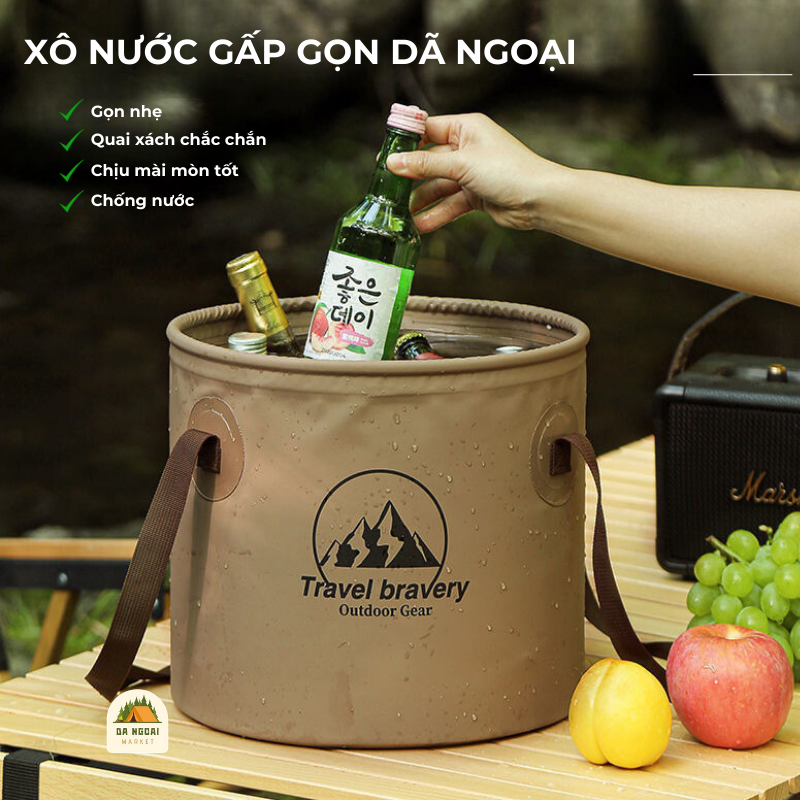 Xô đựng nước dã ngoại gấp gọn du lịch cắm trại rất tiện dụng, dễ dàng mang theo - DCP19
