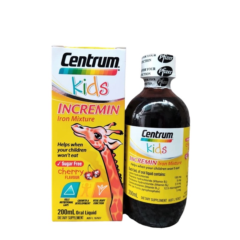 Dành Cho Trẻ Biếng Ăn Siro Centrum Kids Incremin Iron Mixture Của Úc 200ml -Date mới
