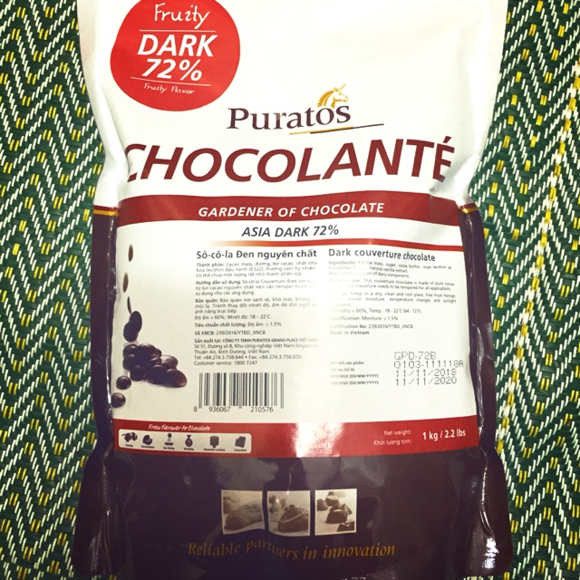 Sô-cô-la hạt nút 72% 100g