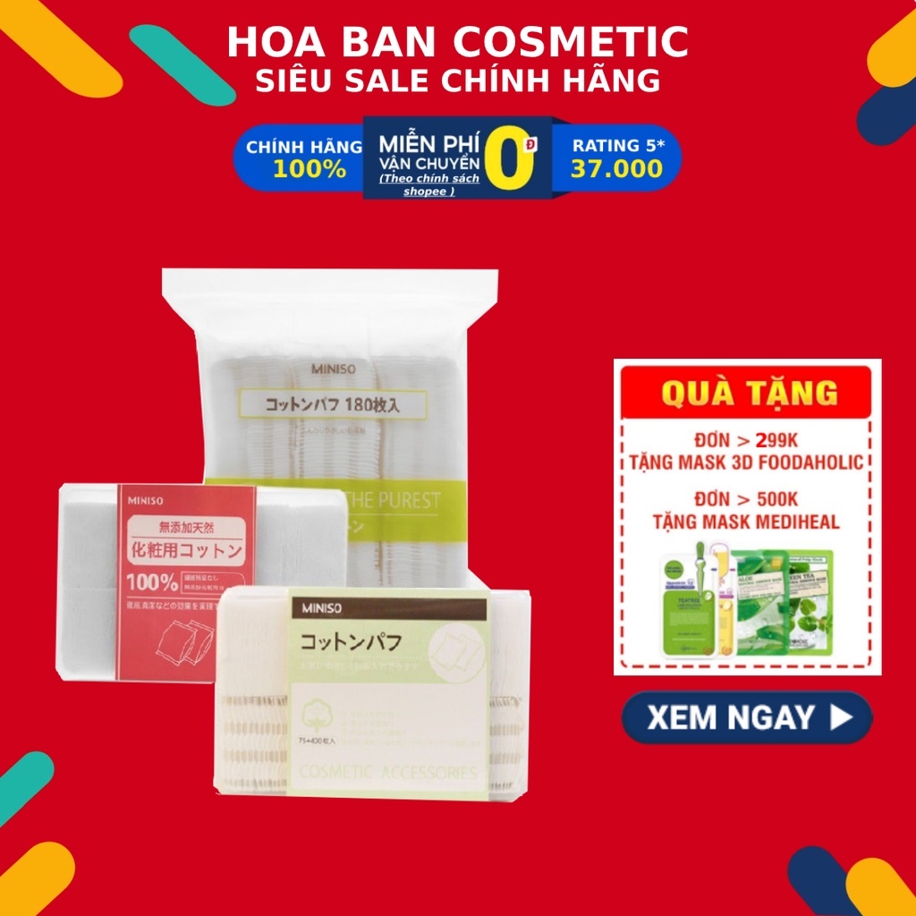 ஐ  Hộp bông tẩy trang Miniso 1000 miếng - Thấm toner