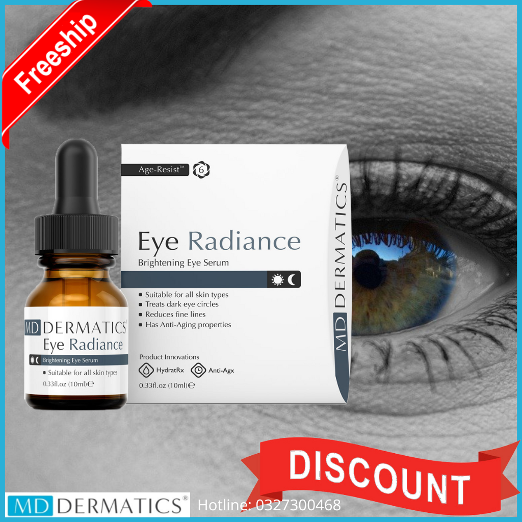 Eye Radiance serum Huyết thanh giải quyết vết thâm và nếp nhăn quầng Mắt. Mỹ phẩm MD Dermatics chính hãng phân phối bởi MDD Vietnam - Hsd mới 2026. Cam kết đổi trả sau 7 ngày