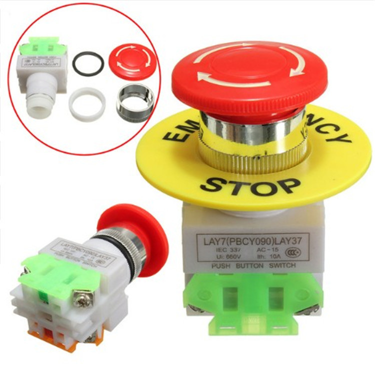 Nút ấn dừng khẩn emergency stop phi 22 -la37-11dn