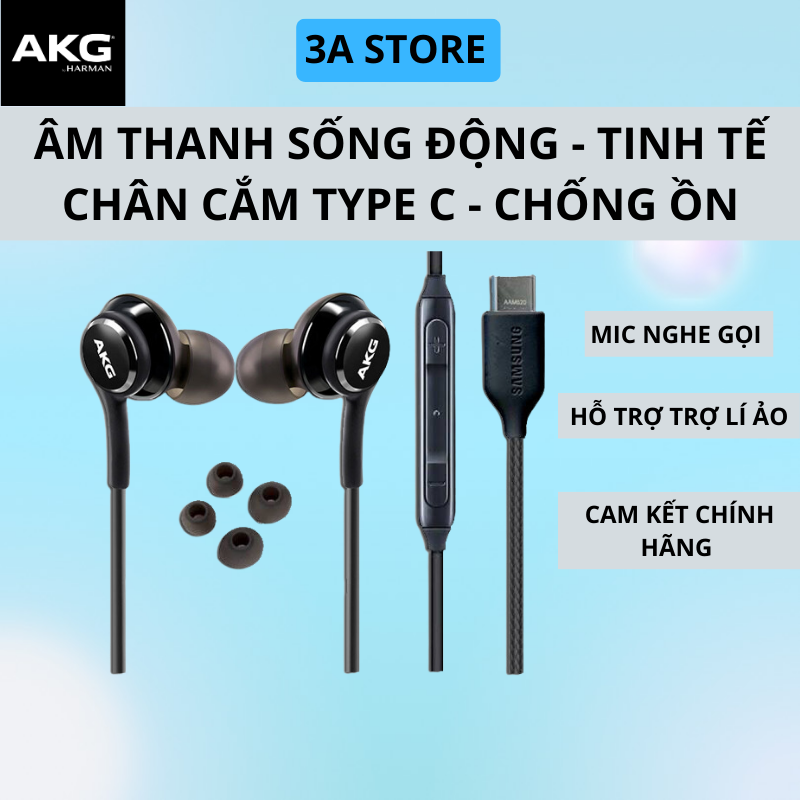 Tai nghe có dây akg type c tai nghe nhét tai gaming samsung galaxy note 10 plus note 20 s20 s21 s22 s23 ultra - 3astore