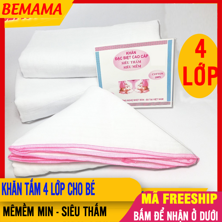 [GIÁ TỐT] Khăn Xô Tắm Cho Trẻ Sơ Sinh 4 LỚP SIÊU THẤM (70 x 70cm) Xuất Nhật, Mềm Mại, 100% Cotton Dày Dặn - Khăn Tắm Cho Bé, Khăn Choàng Tắm Cho Trẻ Sơ Sinh, Khăn Tắm Xô Cho Bé, Khăn Quấn Ủ Bé - Khăn Tắm Xô 4 Lớp - BTT00556