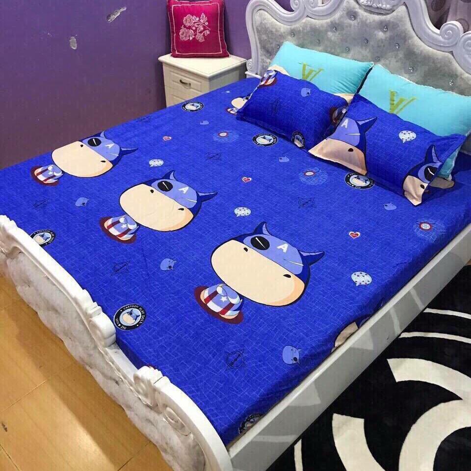 Bộ ga gối cotton Việt siêu nhân cute.