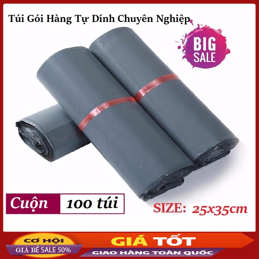 Cuộn 100 Túi Gói Hàng Nilon Tự Dính Size 25x35cm - Keo Dán Chắc, Túi Siêu Dai, Chống Thấm Nước, Tiết Kiệm Thời Gian Gói Hàng - Túi gói hàng niêm phong, túi gói hàng chuyển phát nhanh COD, túi bọc hàng - BIGSALE 50% - MOGYA